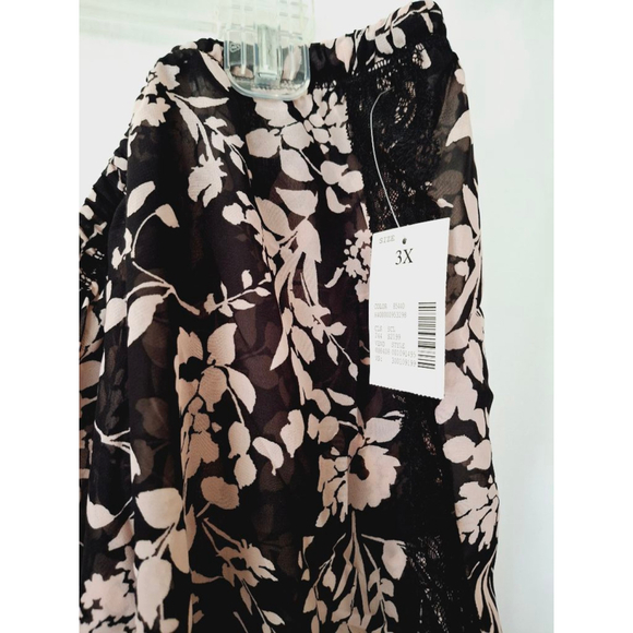 Catherines Shorts 3X Black Floral Lace Trim women's nwt sheer sexy Sleepwear - Picture 2 of 5